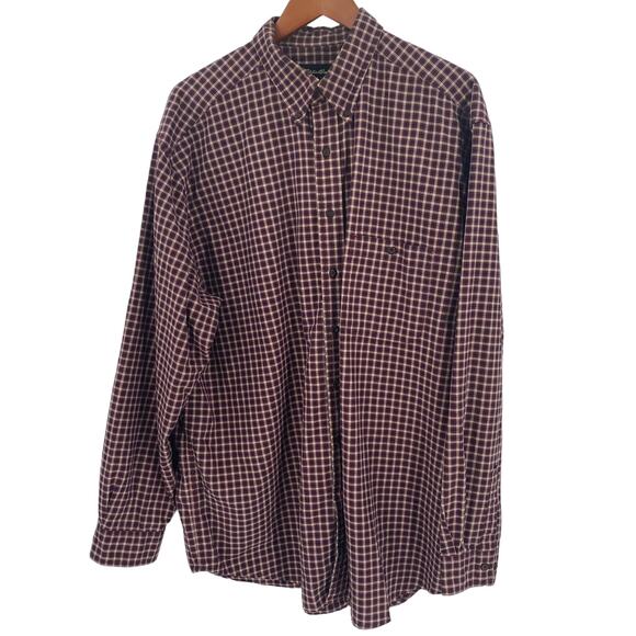 Deep red plaid long sleeve button down shirt Eddie Bauer XL Tall - Picture 1 of 6
